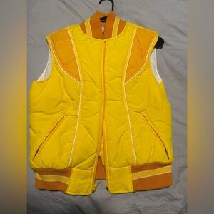 Women Small Yellow and Orange Puffer Vest